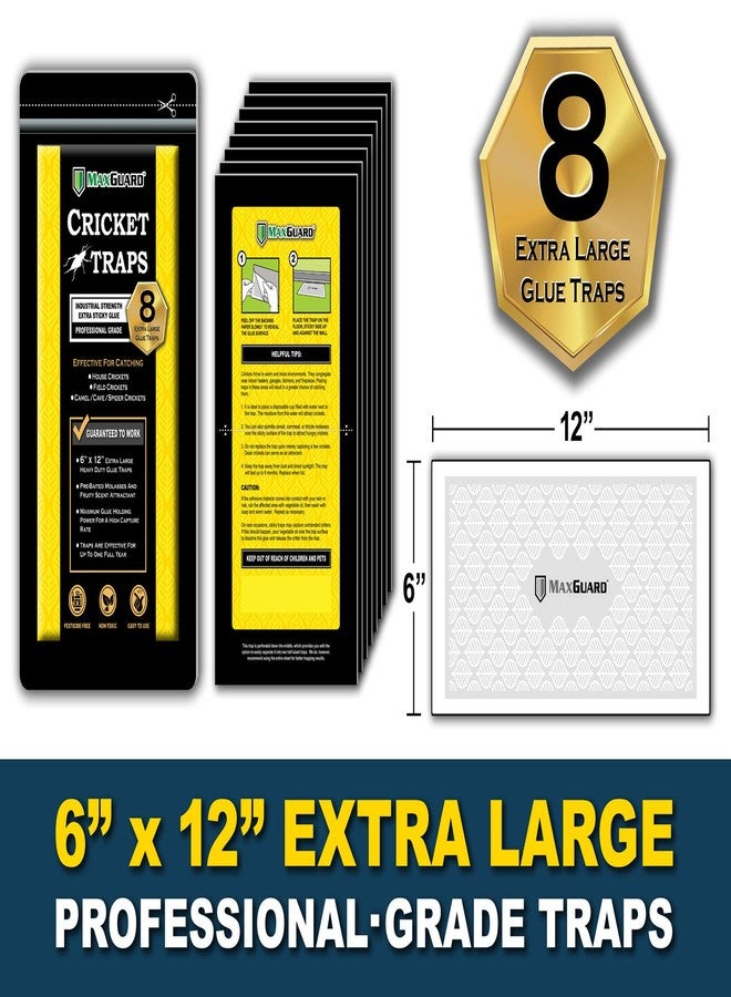 MaxGuard Extra Large Cricket Traps (8 Traps) | Non-Toxic Extra Sticky Glue Board Pre-Baited Cricket Attractant Trap & Kill House Crickets, Insects, Spiders, Bugs - Image 3